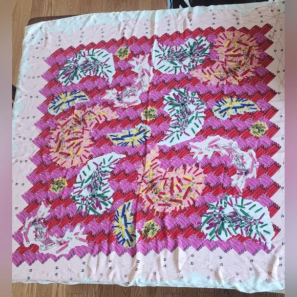 Zac Posen X Target Pink Red White Safety Pin Paisley Print Silk Blend Scarf - Picture 2 of 5
